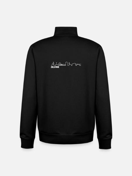 Zollstock_skyline_weiss_einfach - Unisex Organic Zip Sweatshirt by Stanley/Stella - black