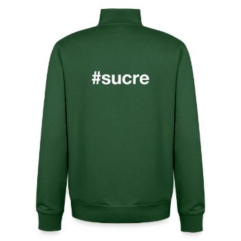 SUCRE Hashtag Bolivie - Sweat zippé unisexe en coton bio Stanley/Stella - vert bouteille - Dos - AI Model Male 185 dark (185cm)
