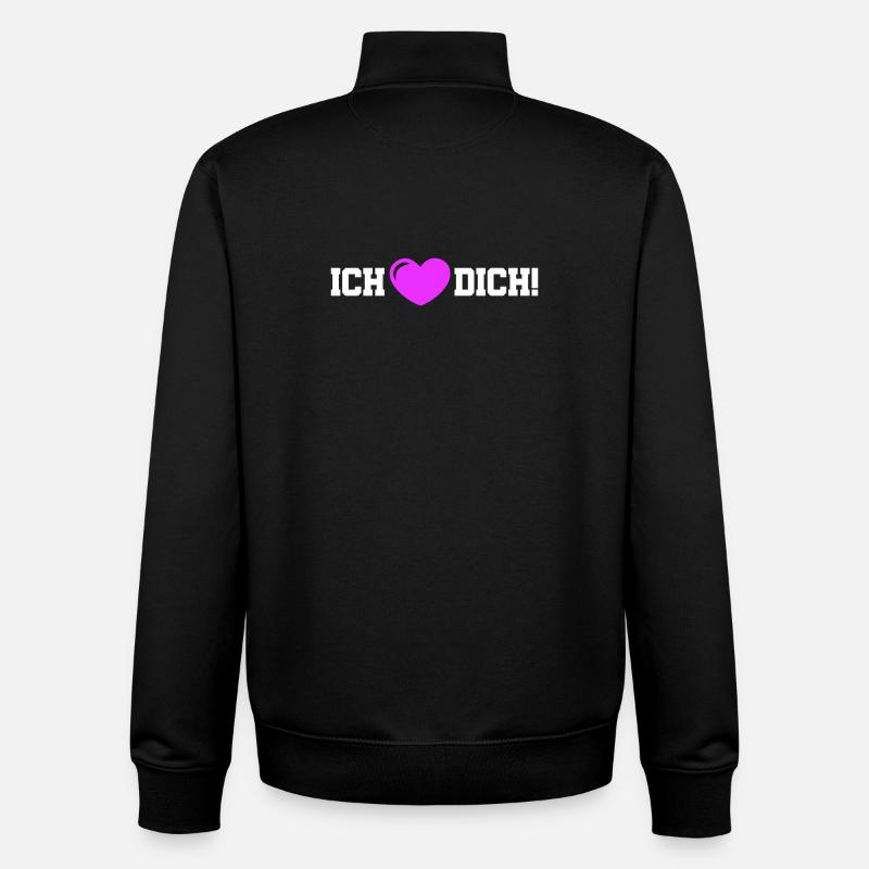 Je t’aime, mon cœur - Sweat zippé unisexe en coton bio Stanley/Stella - noir