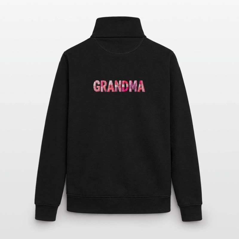 Grandmother Pink Plaid Letters Patchwork Unisex Organic Zip Sweatshirt by Stanley/Stella