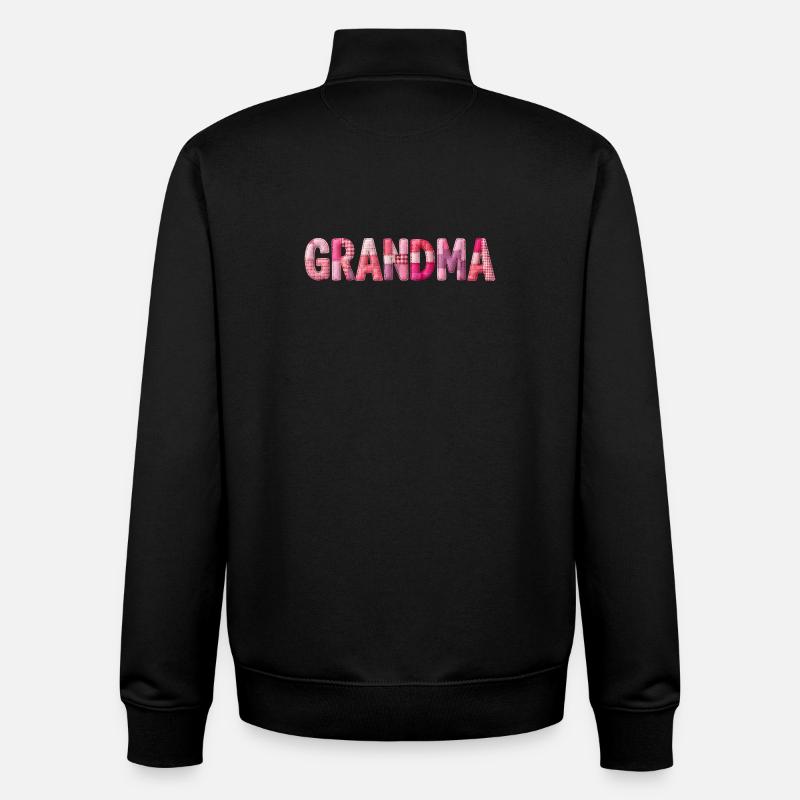 Grandmother Pink Plaid Letters Patchwork - Unisex Organic Zip Sweatshirt by Stanley/Stella - black