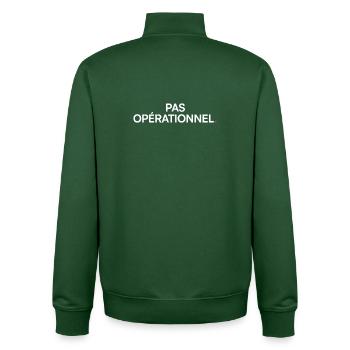 Nicht betriebsfähig, humorvoll, müde, bei der Arbeit - Unisex Organic Zip Sweatshirt von Stanley/Stella - Flaschengrün - Hinten - AI Model Male 185 dark (185cm)