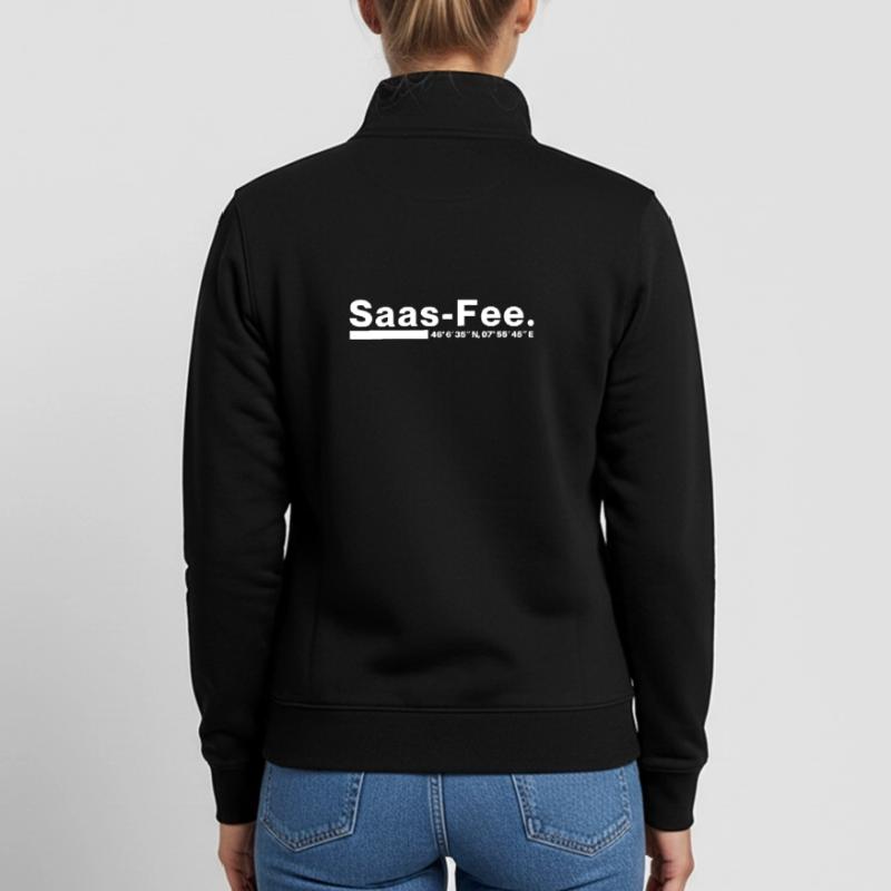 Saas-Fee coordinates Valais Switzerland Unisex Organic Zip Sweatshirt by Stanley/Stella