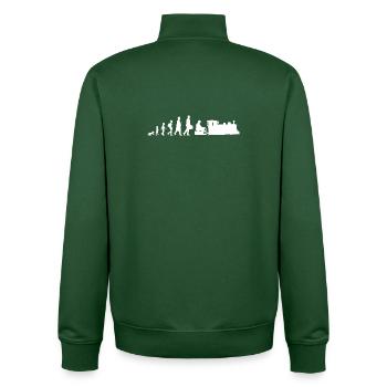 Eisenbahnfreund Entwicklung - Unisex Organic Zip Sweatshirt von Stanley/Stella - Flaschengrün - Hinten - AI Model Male 185 dark (185cm)