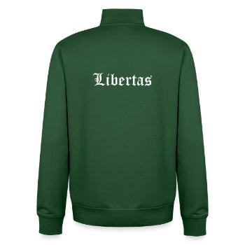 Libertas Latin typography design - Unisex Organic Zip Sweatshirt by Stanley/Stella - bottle green - Back - AI Model Male 185 dark (185cm)