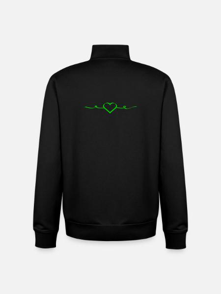 Cœur vert vert - Sweat zippé unisexe en coton bio Stanley/Stella - noir