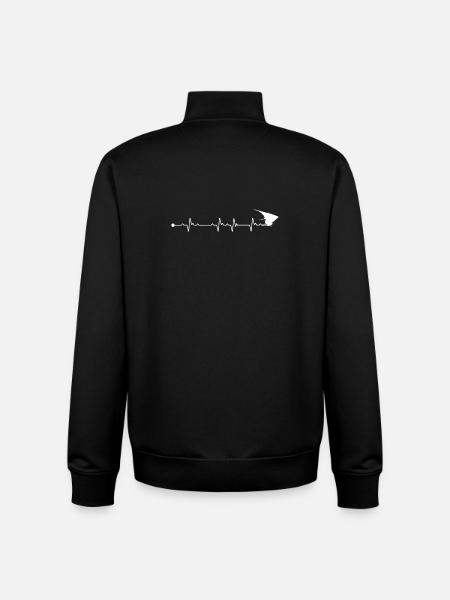 Deltaplane Heartbeat - Sweat zippé unisexe en coton bio Stanley/Stella - noir