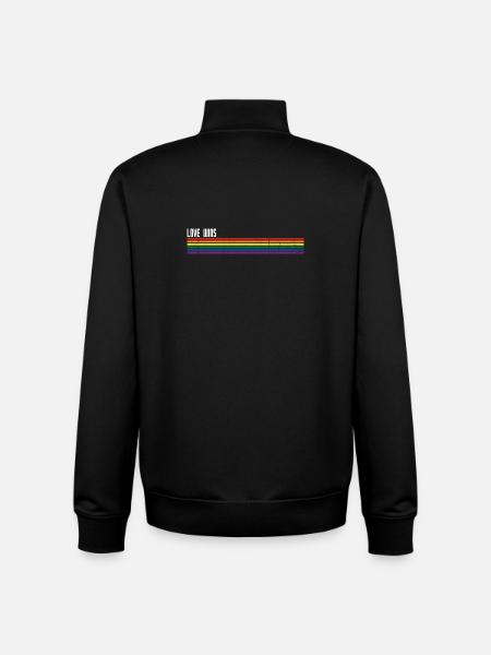 Rainbow Stripes Pride Overlay - Unisex Organic Zip Sweatshirt by Stanley/Stella - black