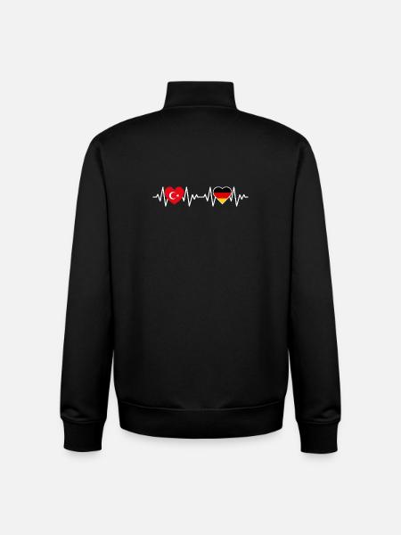 Türkisch-Deutsches Herzschlag-Verbindungsdesign - Unisex Organic Zip Sweatshirt von Stanley/Stella - Schwarz
