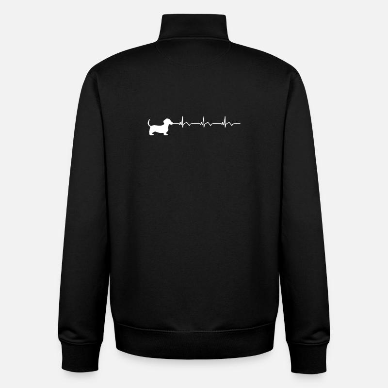 ECG teckel Battement de cœur - Sweat zippé unisexe en coton bio Stanley/Stella - noir