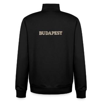 BUDAPEST – Architectural Stone Typography - Unisex Organic Zip Sweatshirt by Stanley/Stella - black - Back - AI Model Male 185 light (185cm)