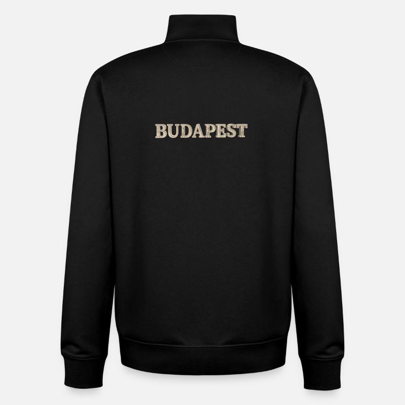 BUDAPEST – Architectural Stone Typography - Unisex Organic Zip Sweatshirt by Stanley/Stella - black