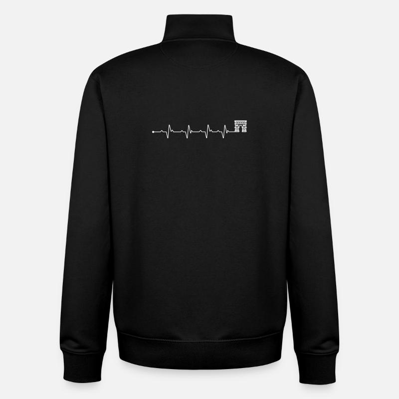 Heartbeat arc de triomphe - Sweat zippé unisexe en coton bio Stanley/Stella - noir