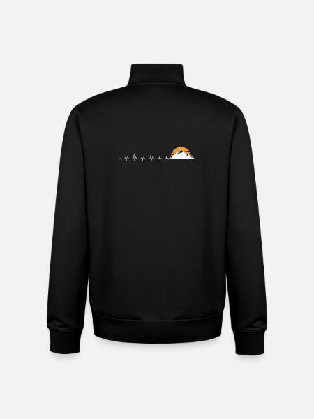 Heartbeat mountain sunset - Unisex Organic Zip Sweatshirt by Stanley/Stella - black