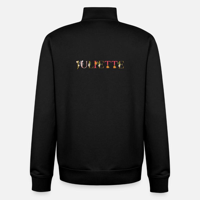 JULIETTE prénom fleuri - Sweat zippé unisexe en coton bio Stanley/Stella - noir