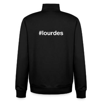 Lourdes Hashtag France Frankreich - Sweat zippé unisexe en coton bio Stanley/Stella - noir - Dos - AI Model Male 185 light (185cm)