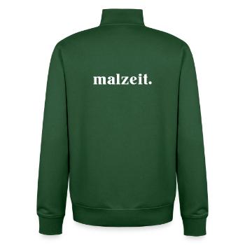 malzeit - Cool saying - Meal - Bon appetit - Unisex Organic Zip Sweatshirt by Stanley/Stella - bottle green - Back - AI Model Male 185 dark (185cm)