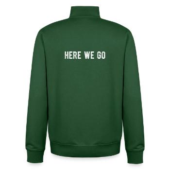 Los geht's, Game Day Minimales Design - Unisex Organic Zip Sweatshirt von Stanley/Stella - Flaschengrün - Hinten - AI Model Male 185 dark (185cm)