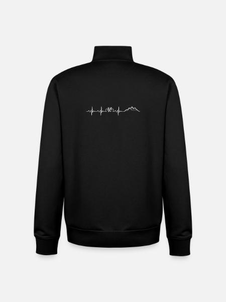Mountain Bike Heartbeat Line - Unisex Organic Zip Sweatshirt by Stanley/Stella - black