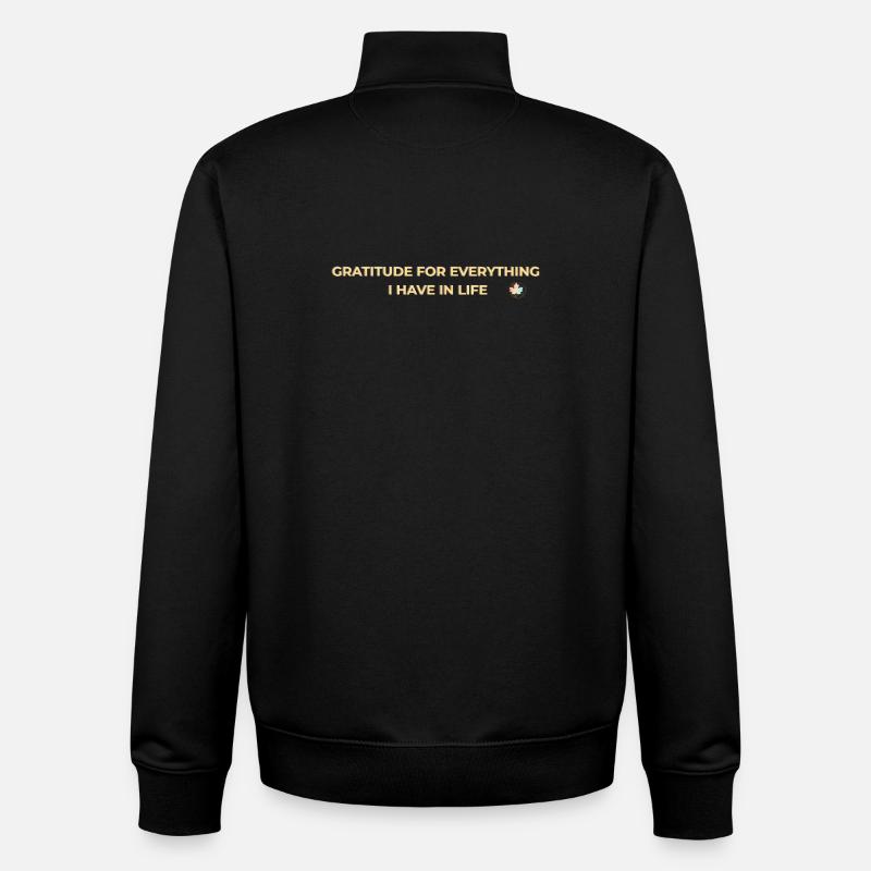 Gratitude – Gratitude et Pleine Conscience Or - Sweat zippé unisexe en coton bio Stanley/Stella - noir
