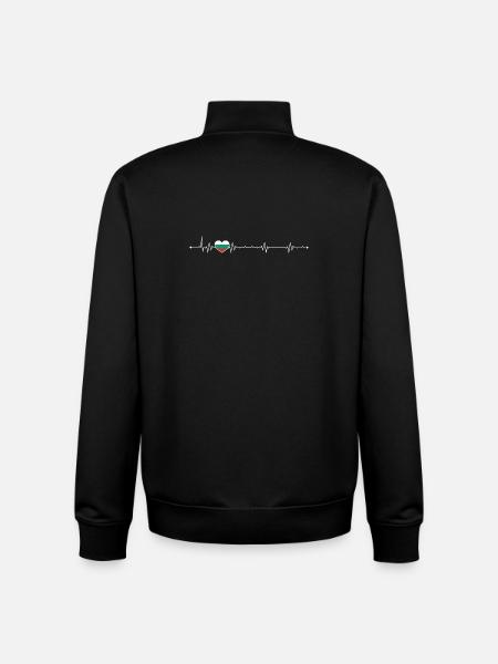 Heartbeat bulgaria flag - Unisex Organic Zip Sweatshirt by Stanley/Stella - black