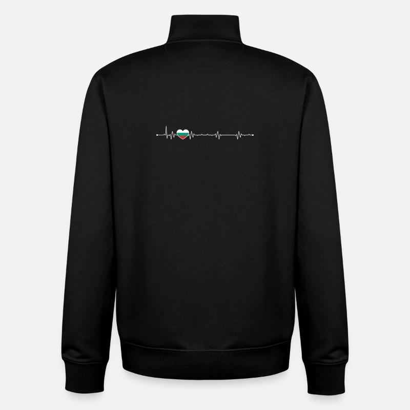 Heartbeat drapeau de la Bulgarie - Sweat zippé unisexe en coton bio Stanley/Stella - noir
