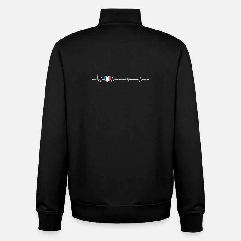 Heartbeat france drapeau - Sweat zippé unisexe en coton bio Stanley/Stella - noir