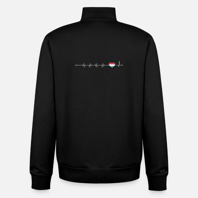 Blauer Akzent Herzschlag-Linie - Unisex Organic Zip Sweatshirt von Stanley/Stella - Schwarz