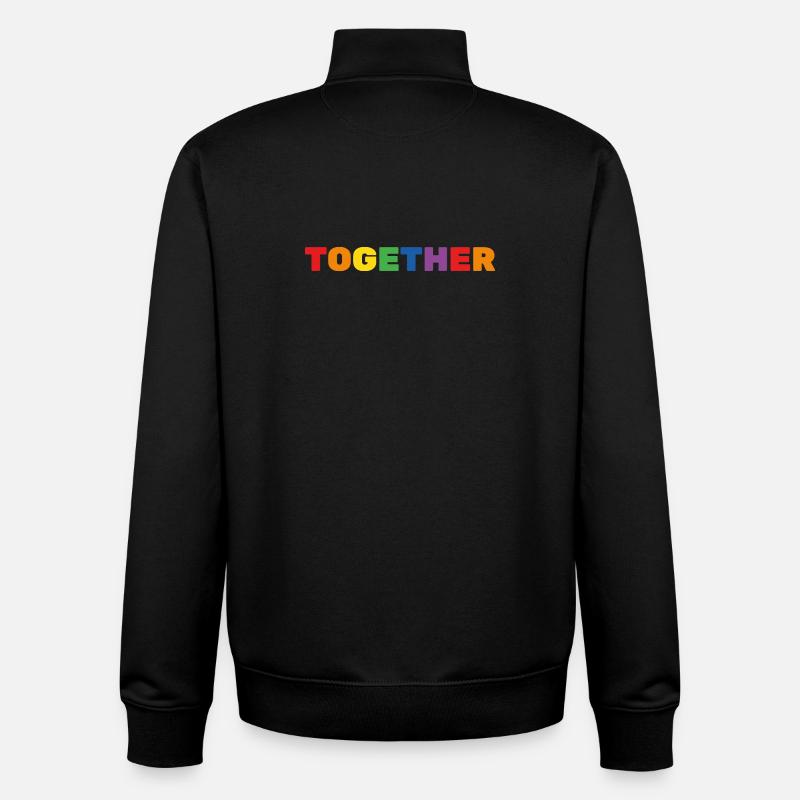 ENSEMBLE Lettrage arc-en-ciel LGBTQ+ - Sweat zippé unisexe en coton bio Stanley/Stella - noir