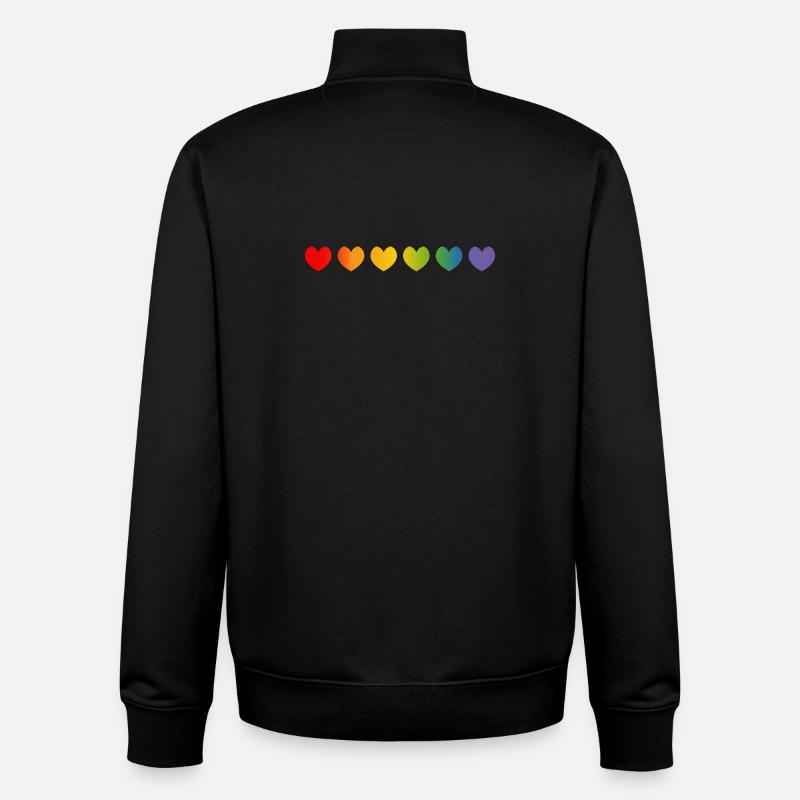 Dégradé de cœurs arc-en-ciel - Sweat zippé unisexe en coton bio Stanley/Stella - noir