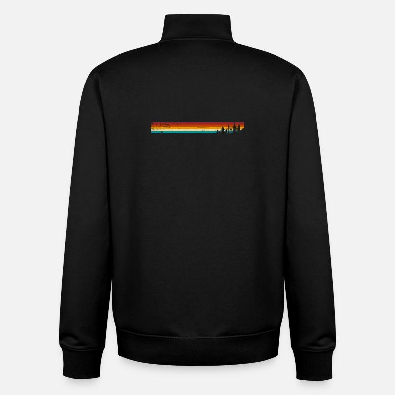 Sunset Stripes Skyline - Sweat zippé unisexe en coton bio Stanley/Stella - noir