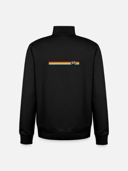 Retro Stripes Bicycle on Gradient Banner - Unisex Organic Zip Sweatshirt by Stanley/Stella - black