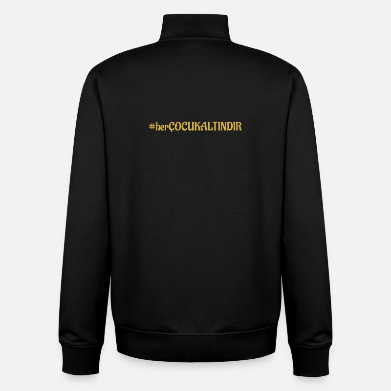 #herÇOCUKALTINDIR - Lettrage turc - Sweat zippé unisexe en coton bio Stanley/Stella - noir
