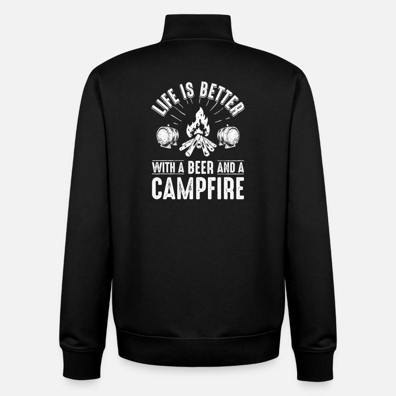 Lagerfeuer-Bierabend-Grafik - Unisex Organic Zip Sweatshirt von Stanley/Stella - Schwarz