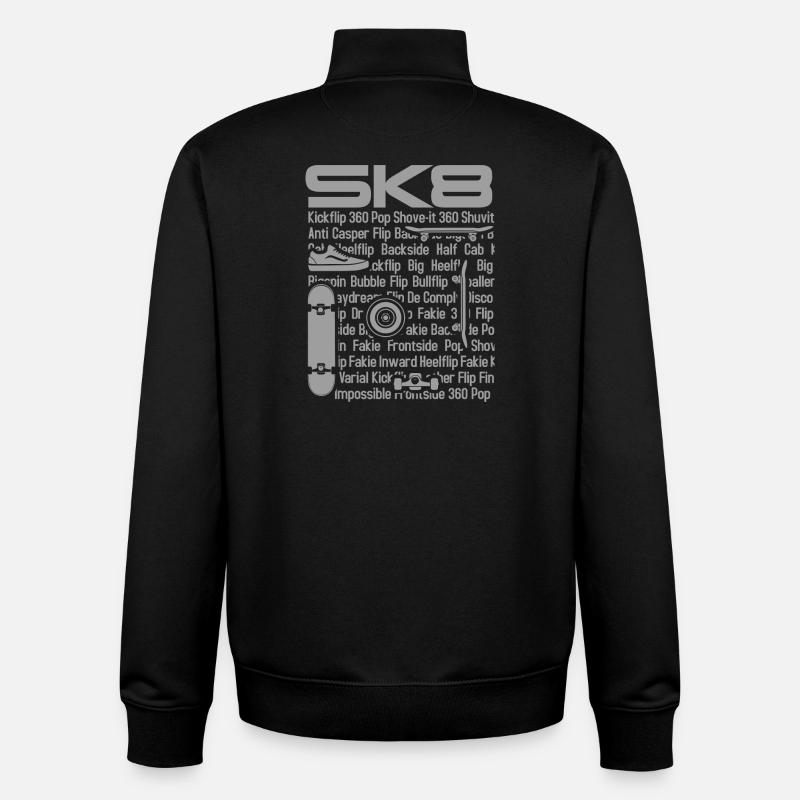 Patin SK8 - Sweat zippé unisexe en coton bio Stanley/Stella - noir