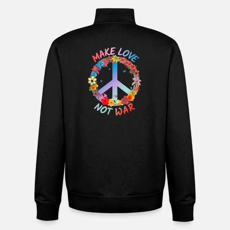 Faites l’amour pas la guerre - Sweat zippé unisexe en coton bio Stanley/Stella - noir