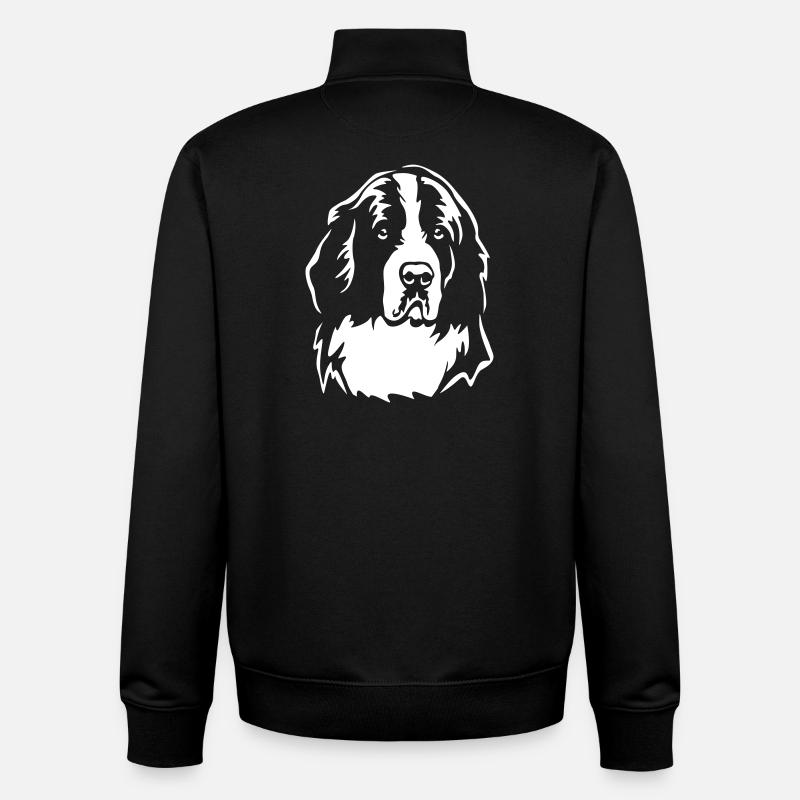 Tête Landseer « Black Edition » - Sweat zippé unisexe en coton bio Stanley/Stella - noir