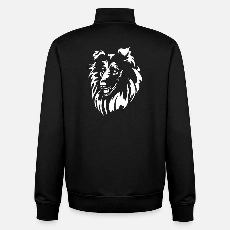 Collie Kopf "Black Edition" - Unisex Organic Zip Sweatshirt von Stanley/Stella - Schwarz