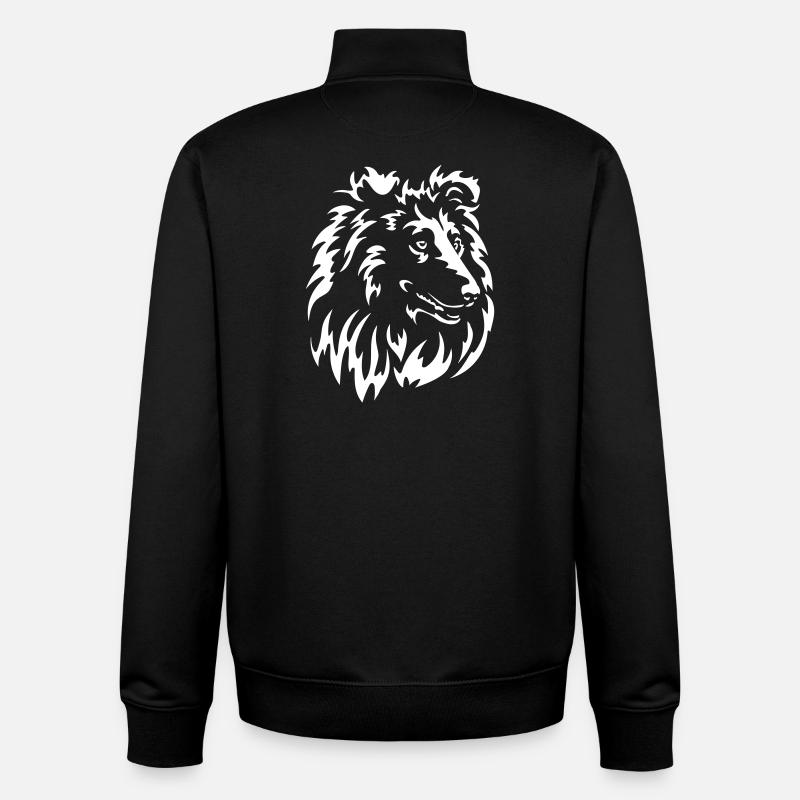 Collie Kopf "Black Edition" - Unisex Organic Zip Sweatshirt von Stanley/Stella - Schwarz