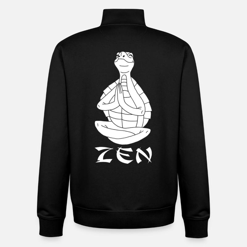 Yogi Turtle (White) - Unisex Organic Zip Sweatshirt by Stanley/Stella - black