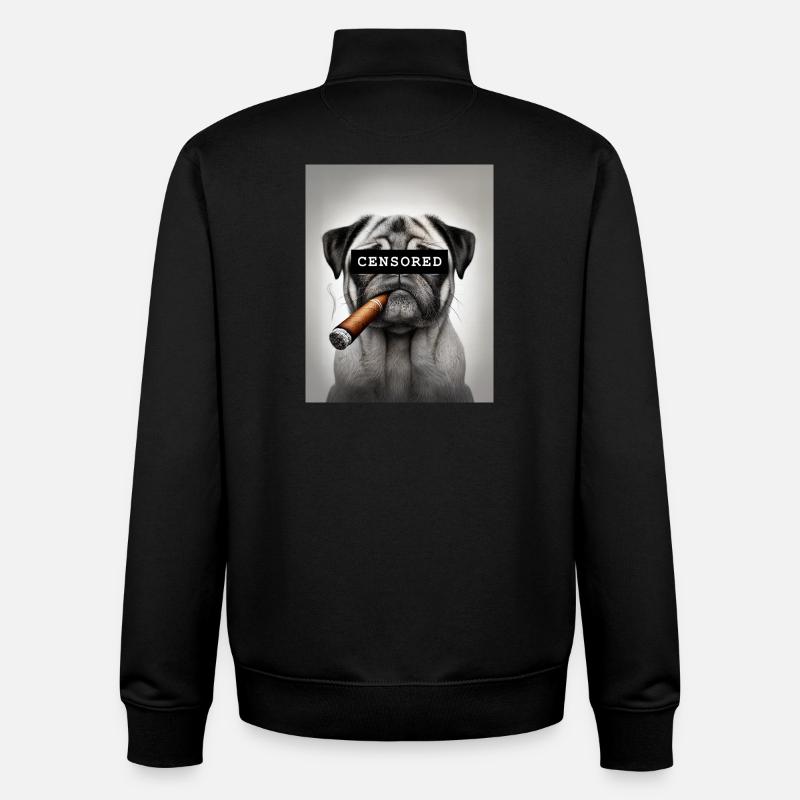 Zensierter Mops mit Zigarre - Unisex Organic Zip Sweatshirt von Stanley/Stella - Schwarz