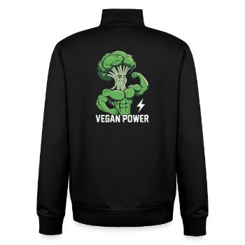 Puissance végétalienne - Sweat zippé unisexe en coton bio Stanley/Stella - noir - Dos - AI Model Male 185 light (185cm)