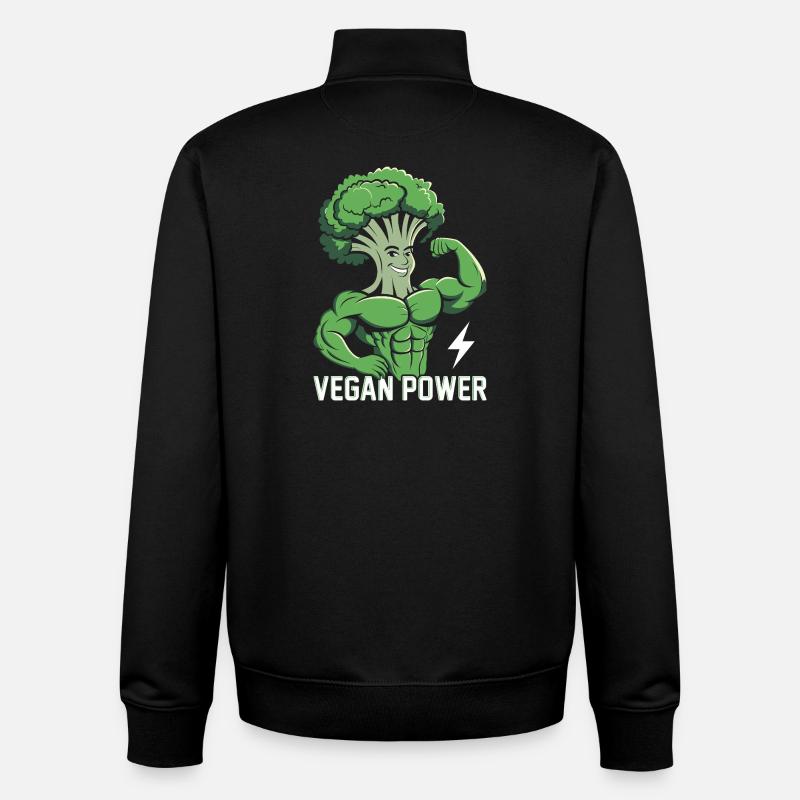 Puissance végétalienne - Sweat zippé unisexe en coton bio Stanley/Stella - noir