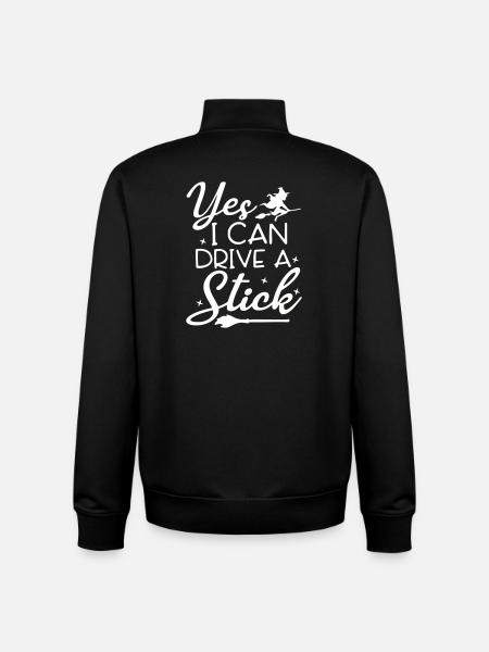 Whimsical Witch Riding Broom Illustration - Unisex Organic Zip Sweatshirt by Stanley/Stella - black