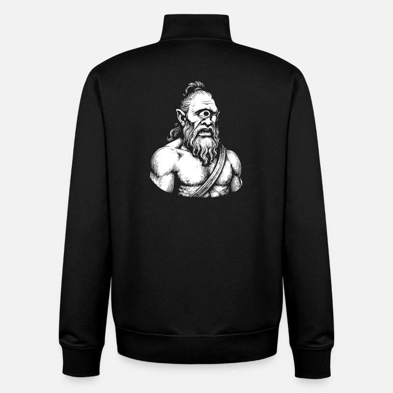 Mythical Cyclops Warrior Illustration - Unisex Organic Zip Sweatshirt by Stanley/Stella - black