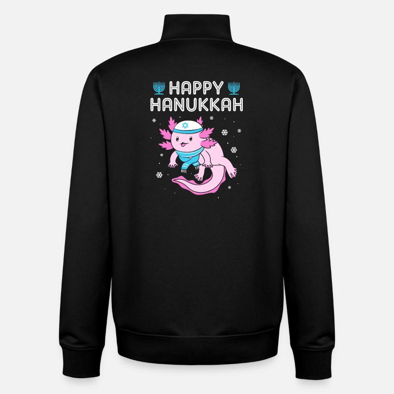 Hanoukka Hanoukka Hanoukka - Sweat zippé unisexe en coton bio Stanley/Stella - noir