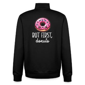 Donut Kawaii D'abord les Donuts - Sweat zippé unisexe en coton bio Stanley/Stella - noir - Dos - AI Model Male 185 light (185cm)