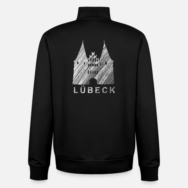 Porte Holsten de Lübeck – Conception urbaine - Sweat zippé unisexe en coton bio Stanley/Stella - noir