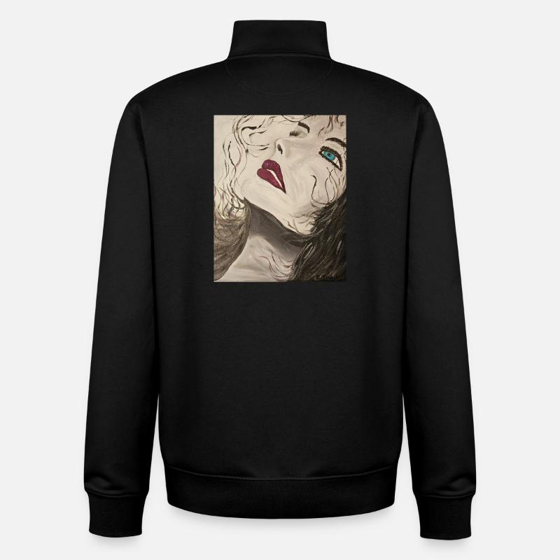 Expressionistisches Porträt mit Blauem Blick - Unisex Organic Zip Sweatshirt von Stanley/Stella - Schwarz
