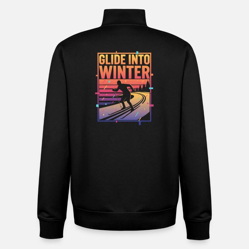Langlauf Glide Into Winter Neon Retro - Unisex Organic Zip Sweatshirt von Stanley/Stella - Schwarz